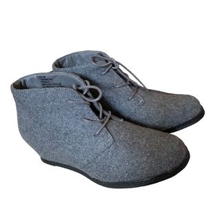 Its OK Womens Melba  Sz 9 M Greg Felt Like Suede  2" Wedge Heels Booties Lace-Up